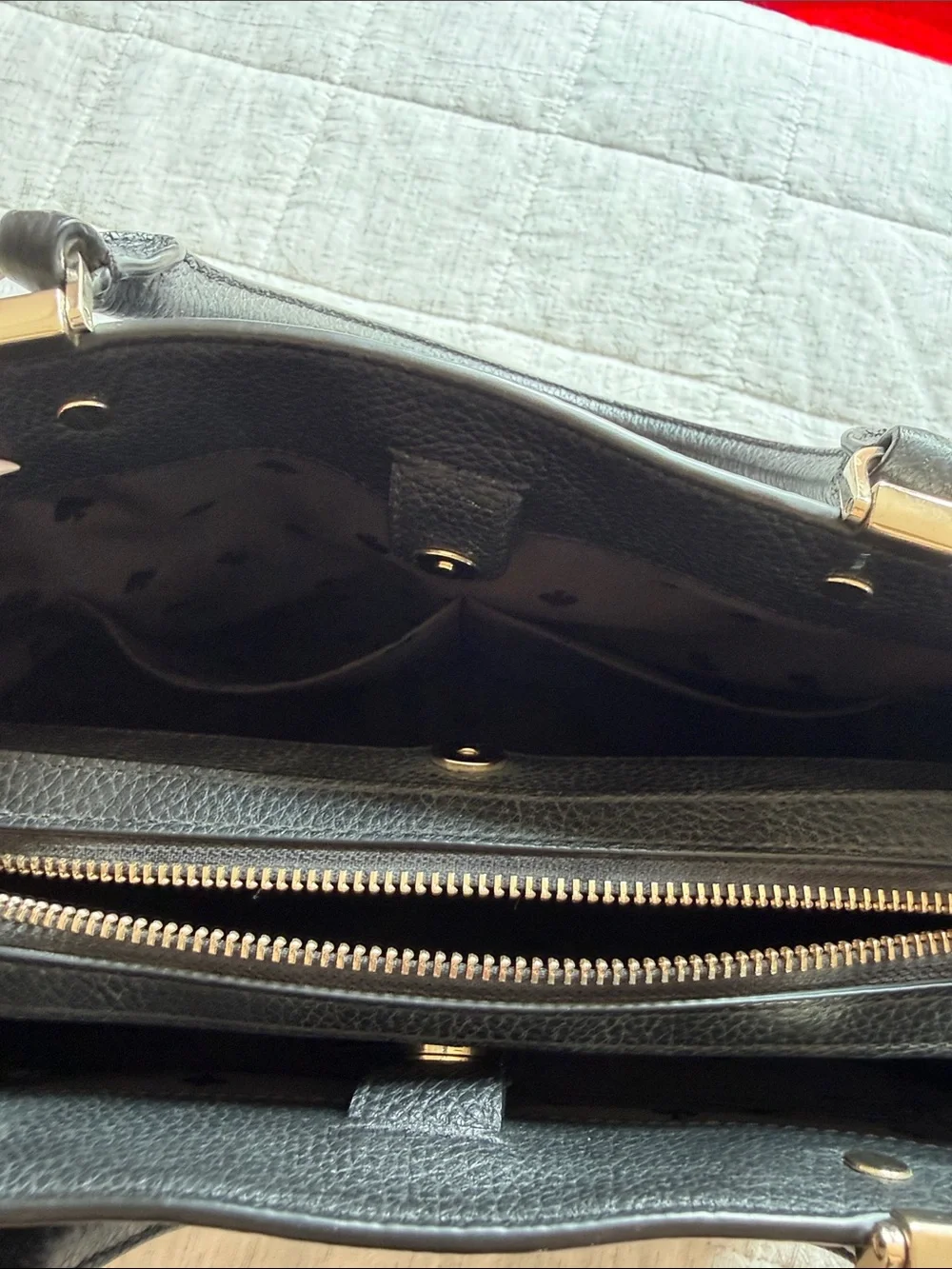 kate spade Black Leather Bag with Gold Hardware and Removable Cross Body Strap